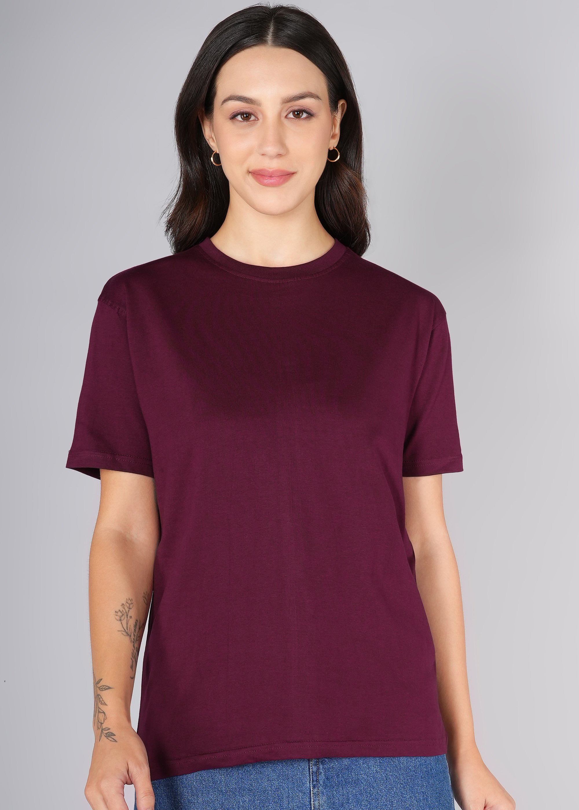 Couple Solid Round Neck Organic Cotton T-Shirt