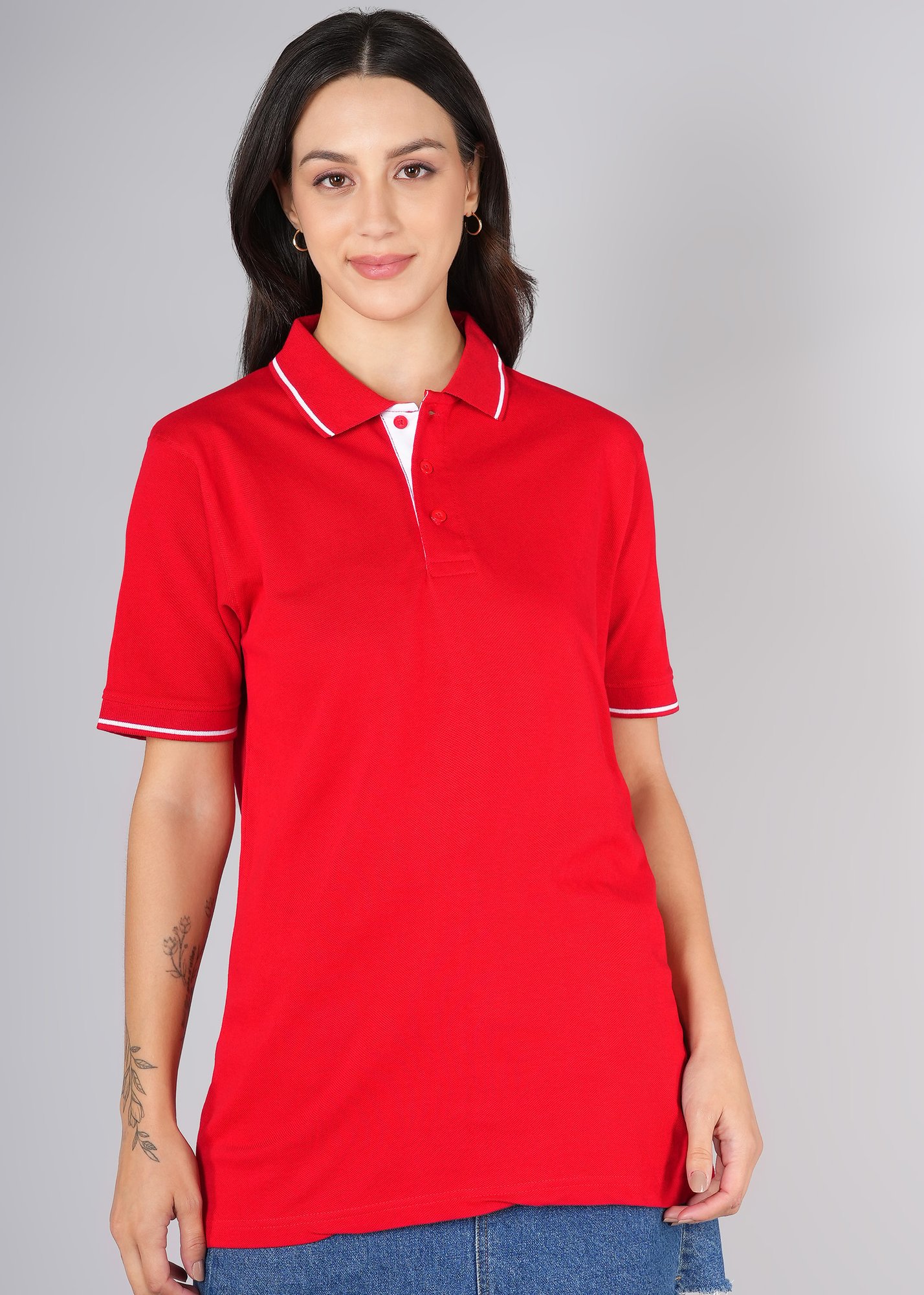 Solid Couple Polo Neck T-Shirt