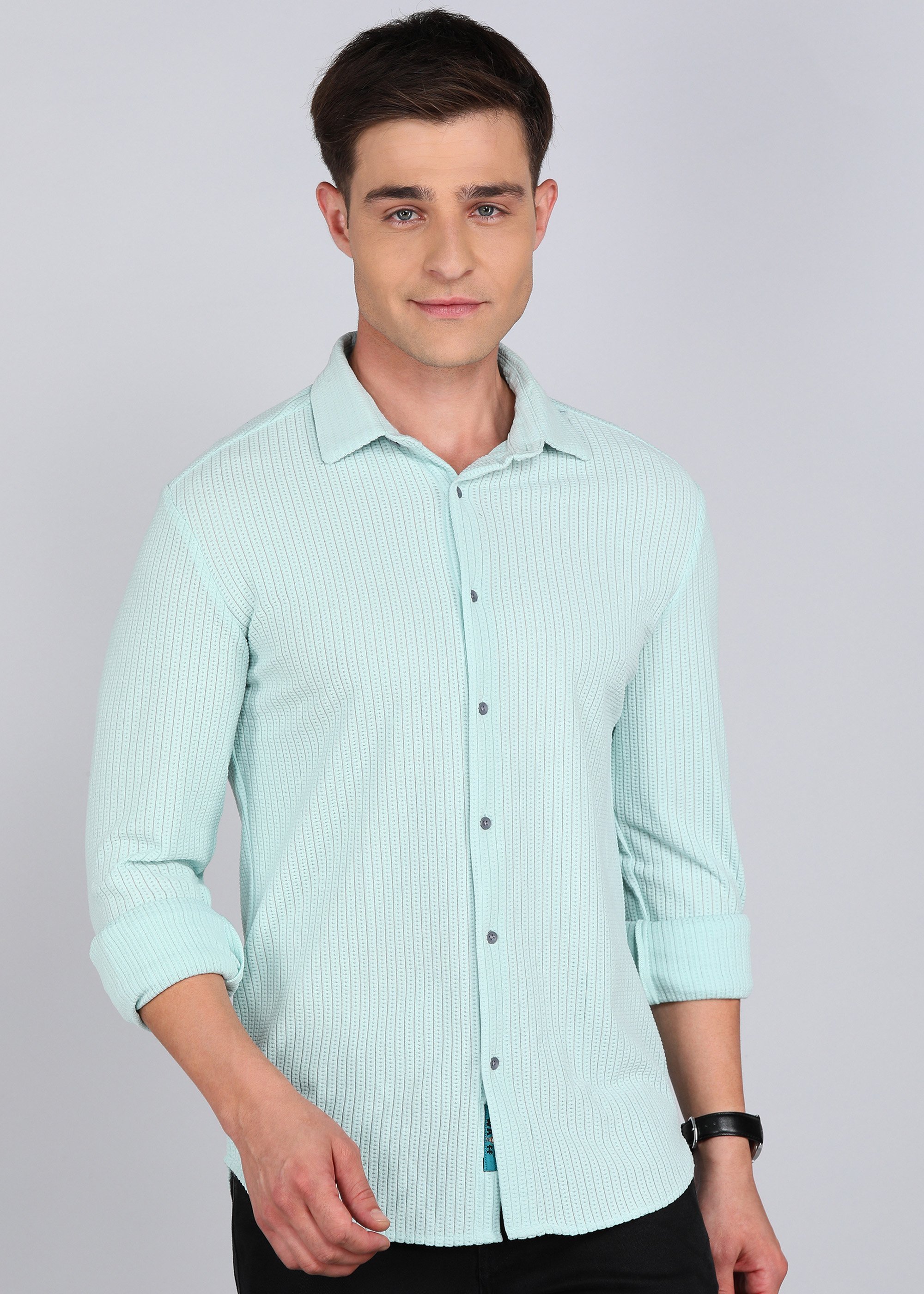 Men Regular Fit Self Design Casual Shirt