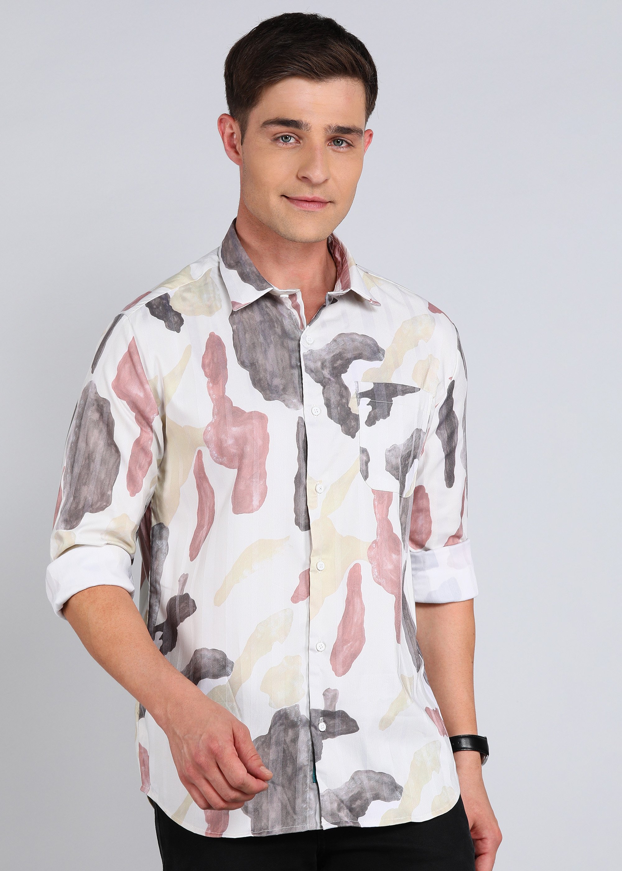 Men Relaxed Fit Self Design Casual Shirt
